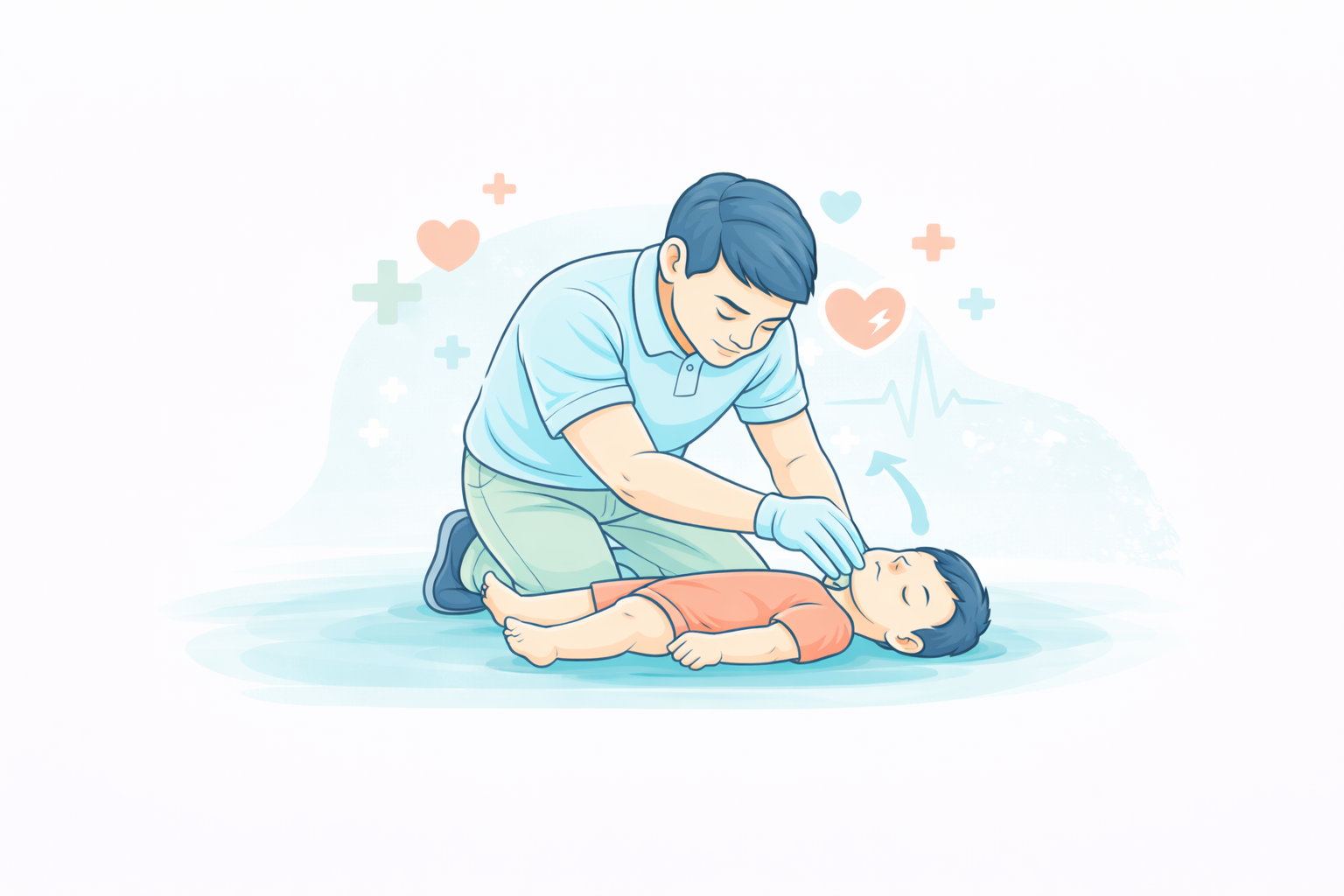 Illustration showing proper airway positioning for an infant